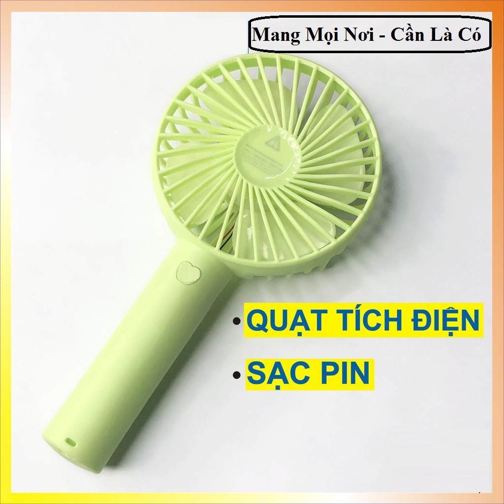 Quạt Mini Cầm Tay 3 Cấp Độ Để Bàn Sạc Pin Tích Điện Có Đèn Gọn Nhẹ, Dễ Dàng Mang Theo
