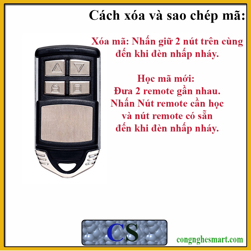 Remote Cửa Cuốn Inox Sao Chép Mã 315, 433Mhz