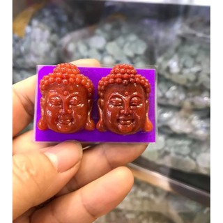 Mặt dây đầu phật a di đà đá huyết thiên nhiên - hàng aa
