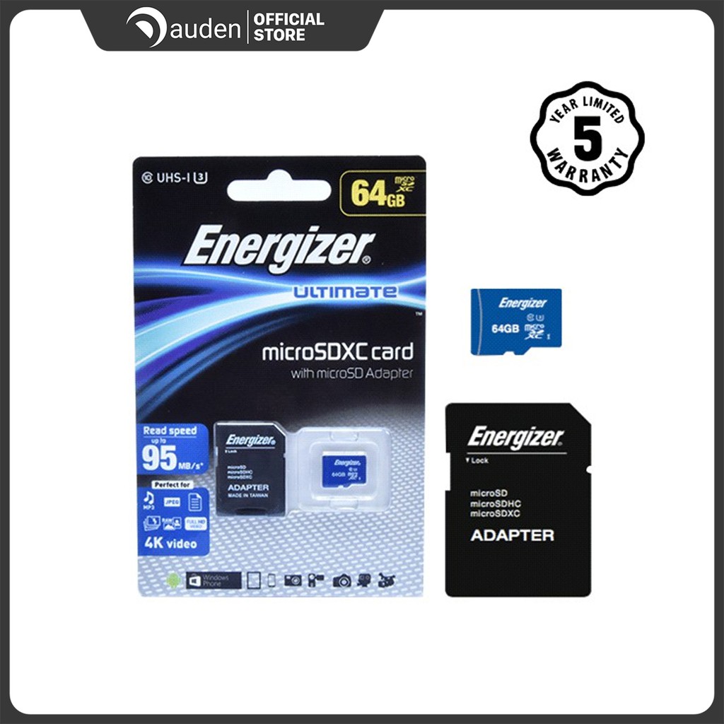 Thẻ nhớ Micro SDXC 64GB Energizer HT C10 U1 80Mb/s - FMDAAH064A