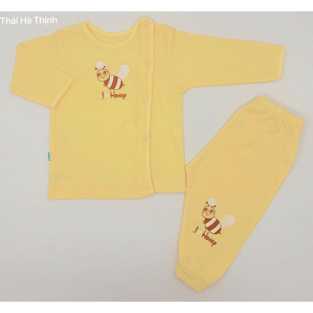 Bộ sơ sinh cúc lệch dài tay cotton cho bé trai gái hàng công ty Thái Hà Thịnh cao cấp