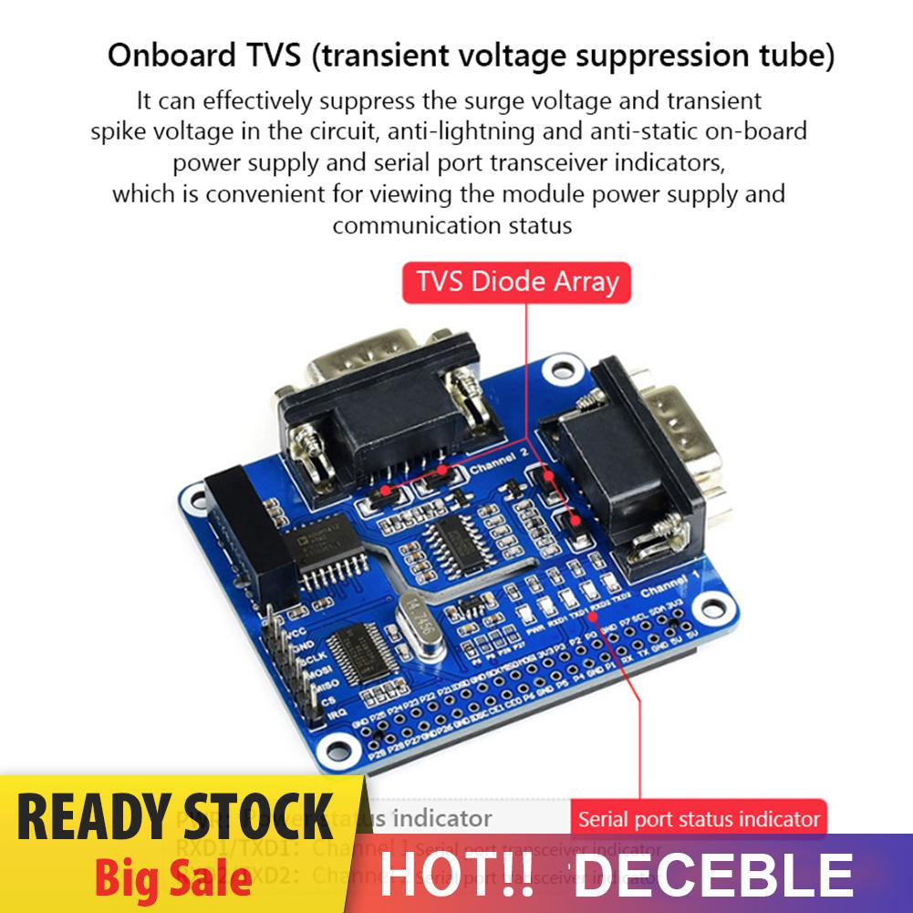 deceble Original Raspberry Pi 4 Model B SC16IS752 SP3232 Dual RS232 Expansion Board