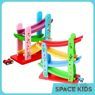 ♥ Đồ chơi gỗ mô hình cầu trượt ô tô cho bé vui chơi vận động Space Kids ♥