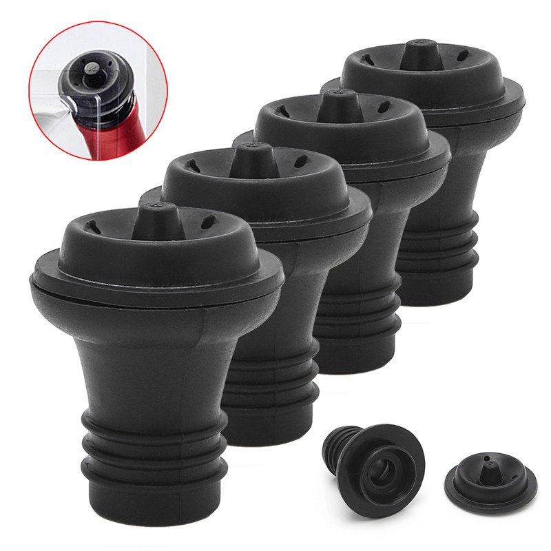 VA 4 Pcs Rubber Vacuum Suction Bottle Stopper Vacuum Wine Pump Preserver Stoppers