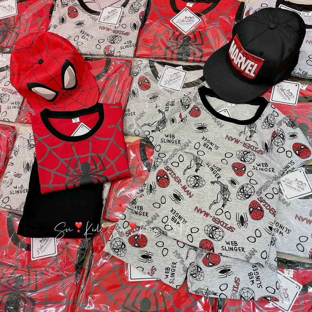 Bộ cộc tay mặt nhện spider man bé trai