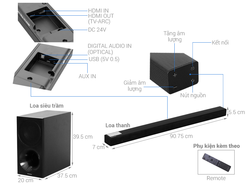 Loa thanh soundbar Samsung 2.1 HW-M450 320W