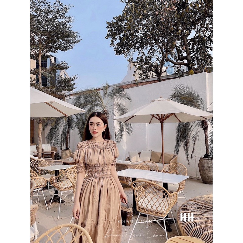 ⚡️BÁN SỈ⚡️Đầm maxi chun 3 tầng 2 màu hồng, be | BigBuy360 - bigbuy360.vn