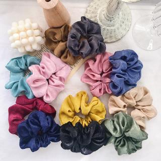 Fashion Solid Color Satin Hair Scrunchies Elastic Rubber Band Ponytail Hair Rope