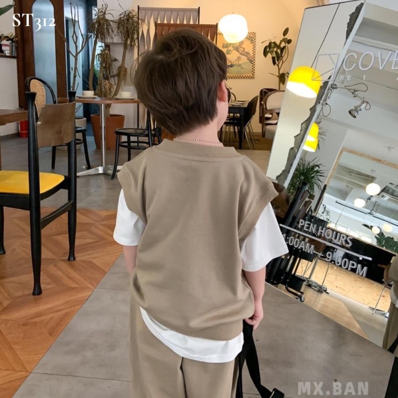 Set gile công tử nâu tây cao cấp bé trai