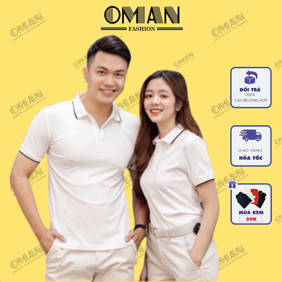 Áo polo nam nữ, áo phông nam cổ bẻ phối viền dệt sợi cotton cao cấp -OMAN AP41