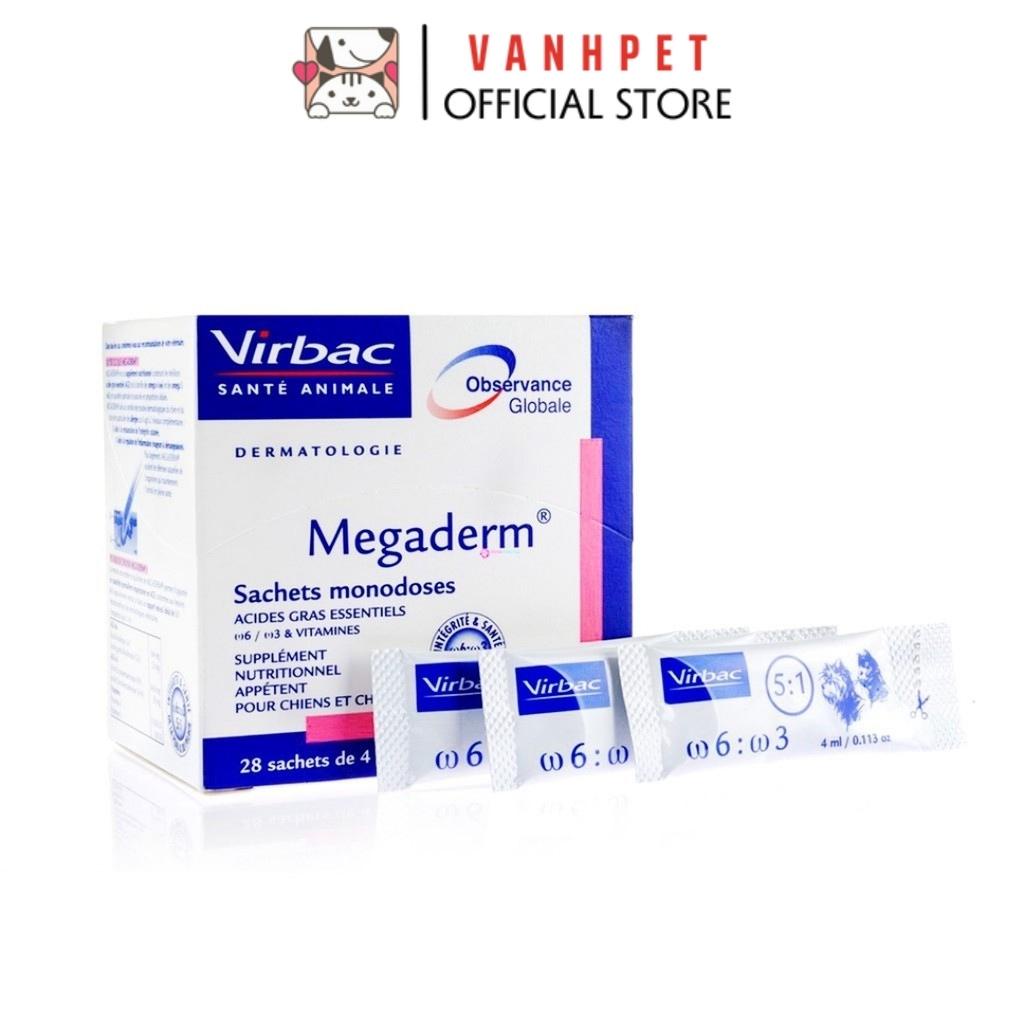 Gói gel dinh dưỡng Virbac Megaderm 4ml giúp mượt lông, da và giảm ngữa cho thú cưng chó mèo - vanhpet