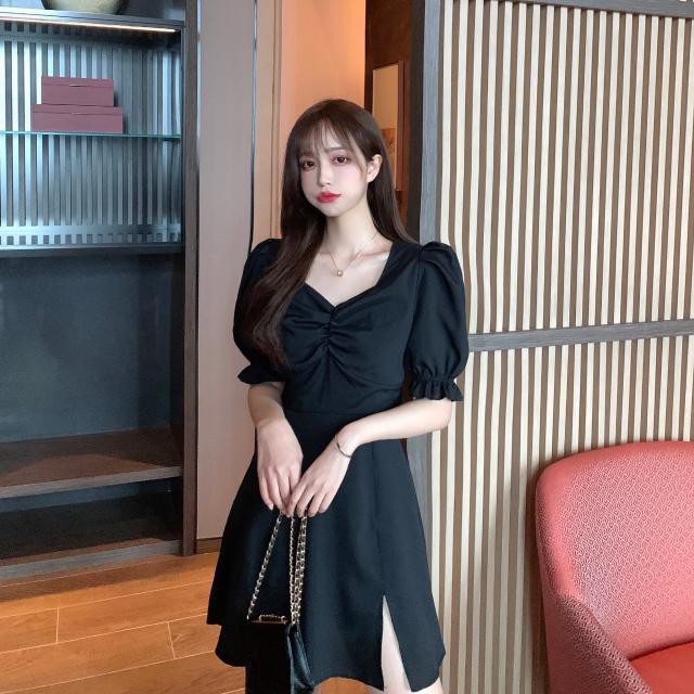 Váy Xẻ Đen Trắng Loại Đẹp ⚡️ẢNH THẬT⚡️ Đầm Cotton Cực Mát Dày Dặn Cực Xinh
