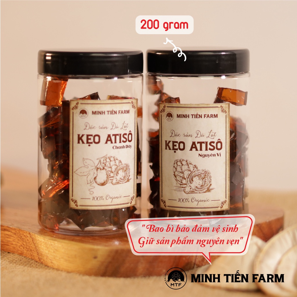 Kẹo dẽo atiso nguyên vị, atiso chanh dây 150- 200gr organic Đà Lạt Minh Tiến Farm
