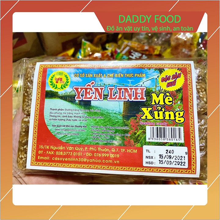 Kẹo dẻo mè xửng Yến Linh gói 240g, đồ ăn vặt tuổi thơ