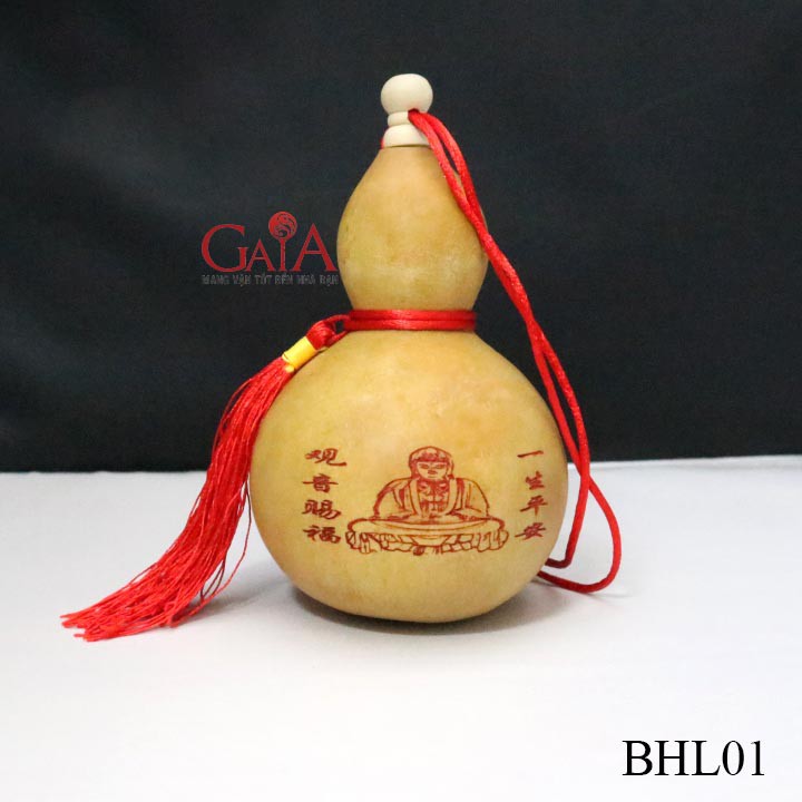 Trái bầu hồ lô tự nhiên phong thuỷ còn hạt bên trong 12 x 7.5cm (hoạ tiết giao ngẫu nhiên) | BigBuy360 - bigbuy360.vn