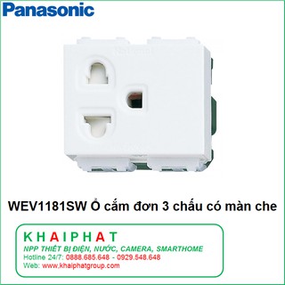 HẠT Ổ CẮM ĐƠN 3 CHẤU CÓ MÀN CHE + TIẾP ĐẤT NỐI ĐẤT TIẾP ĐỊA WEV1181SW WIDE PANASONIC Pana CHÍNH HÃNG, GIÁ RẺ - KHẢI PHÁT
