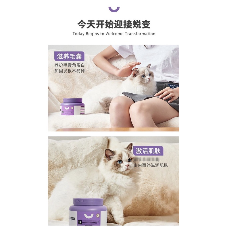 Viên mềm dưỡng lông cho mèo Nourse 12 Lecithin soft granules 180g