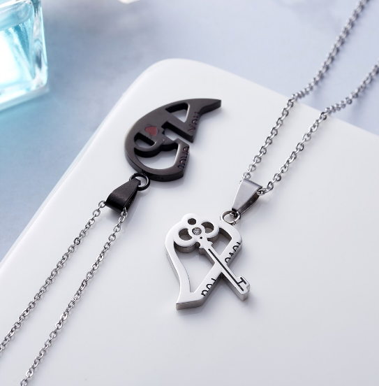 Bộ 2 Vòng Cổ Choker Mặt Ổ Khóa Và Chìa Khóa Cho Cặp Đôi