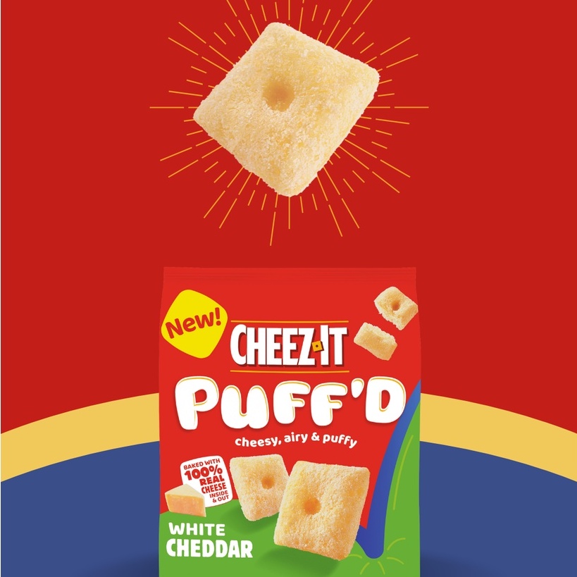 Snack Cheez-It Puff'd giòn tan từ 100% phô mai gói 163g - USA cheesy, airy, & puffy snack baked with 100% REAL CHEESE