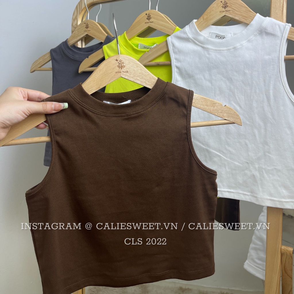 Áo ba lỗ croptop Caliesweet áo croptop sát nách chất thun co giãn mặc vài lần là chán
