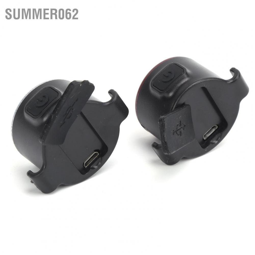 Summer062 Bike Light Set Front Headlight Back Taillight 6 Modes USB Rechargeable Warning Bicycle Lights