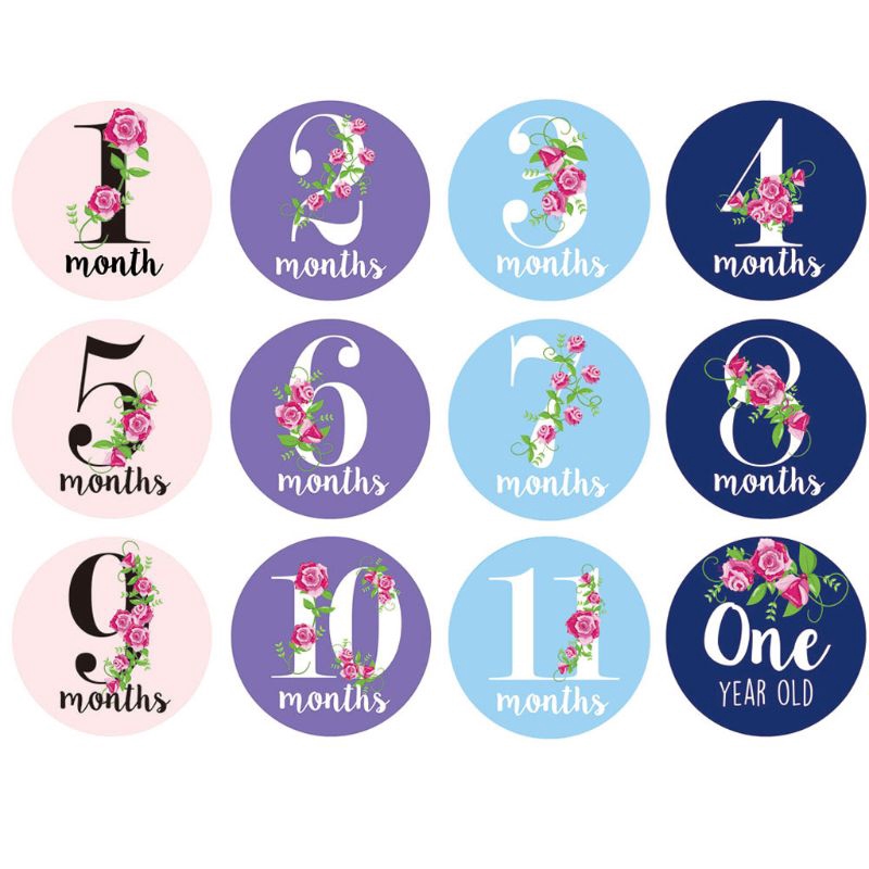 Bộ sticker đánh dấu tháng tuổi làm lưu niệm thủ công vui nhộn dành cho phụ nữ mang thai/trẻ em