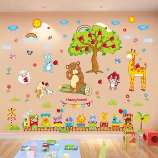 Decal dán tường cây táo ghép đoàn tàu happy xl8205+sk9011