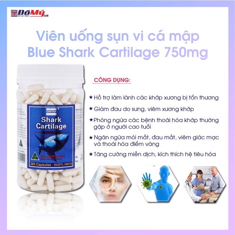 Viên uống sụn vi cá mập shark cartilage 750mg của Úc loại 365 viên