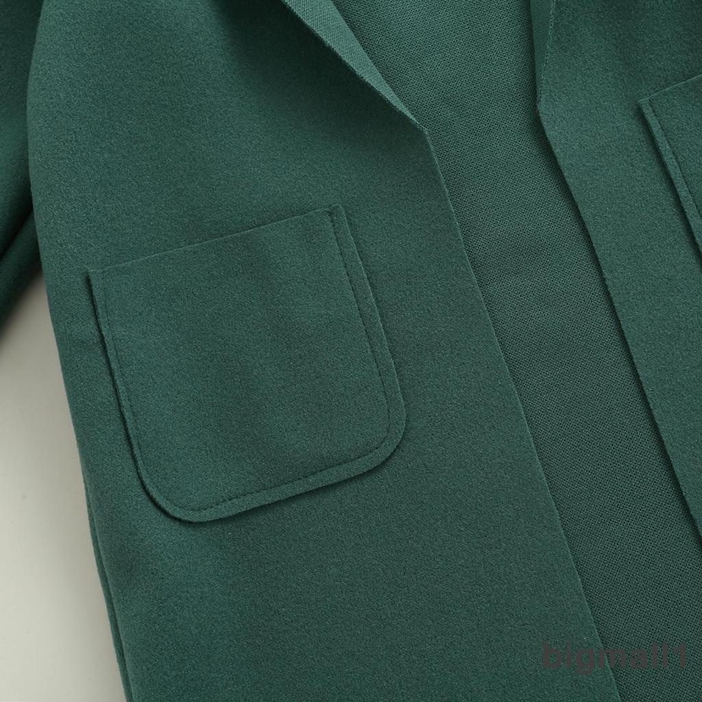 Áo khoác cardigan tay dài màu trơn hở phía trước có túi màu xanh lục/đen/nâu tùy chọn cho bé gái