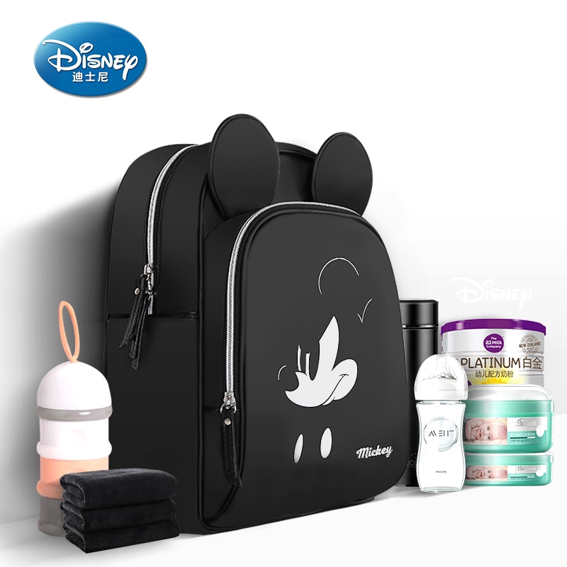 Disney PU leather mother bag baby diaper bag design backpack large capacity