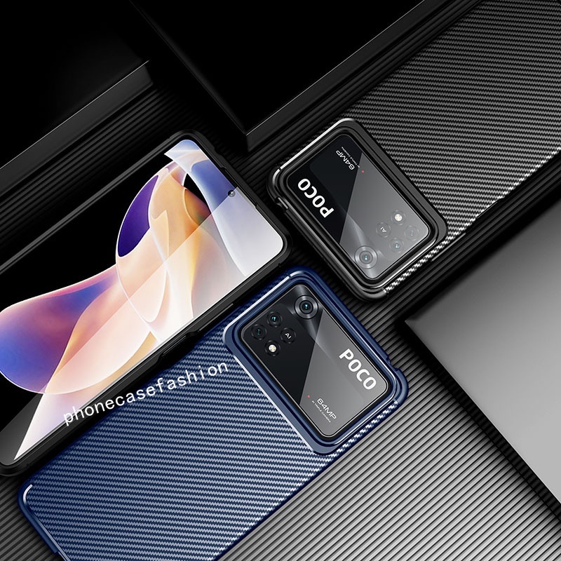 Ốp Điện Thoại Dẻo Họa Tiết Sợi Carbon Chống Sốc Thời Trang Cho Xiaomi mi POCO M4 X4 Pro 4G 5G Pocophone