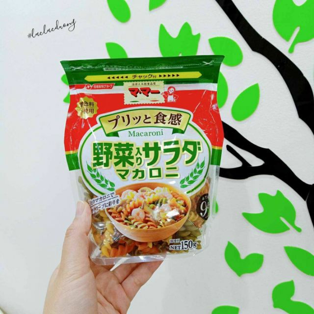 [Nisshin] Nui xoắn rau củ Nhật cho bé từ 7 tháng tuổi, macaroni gói 150gr