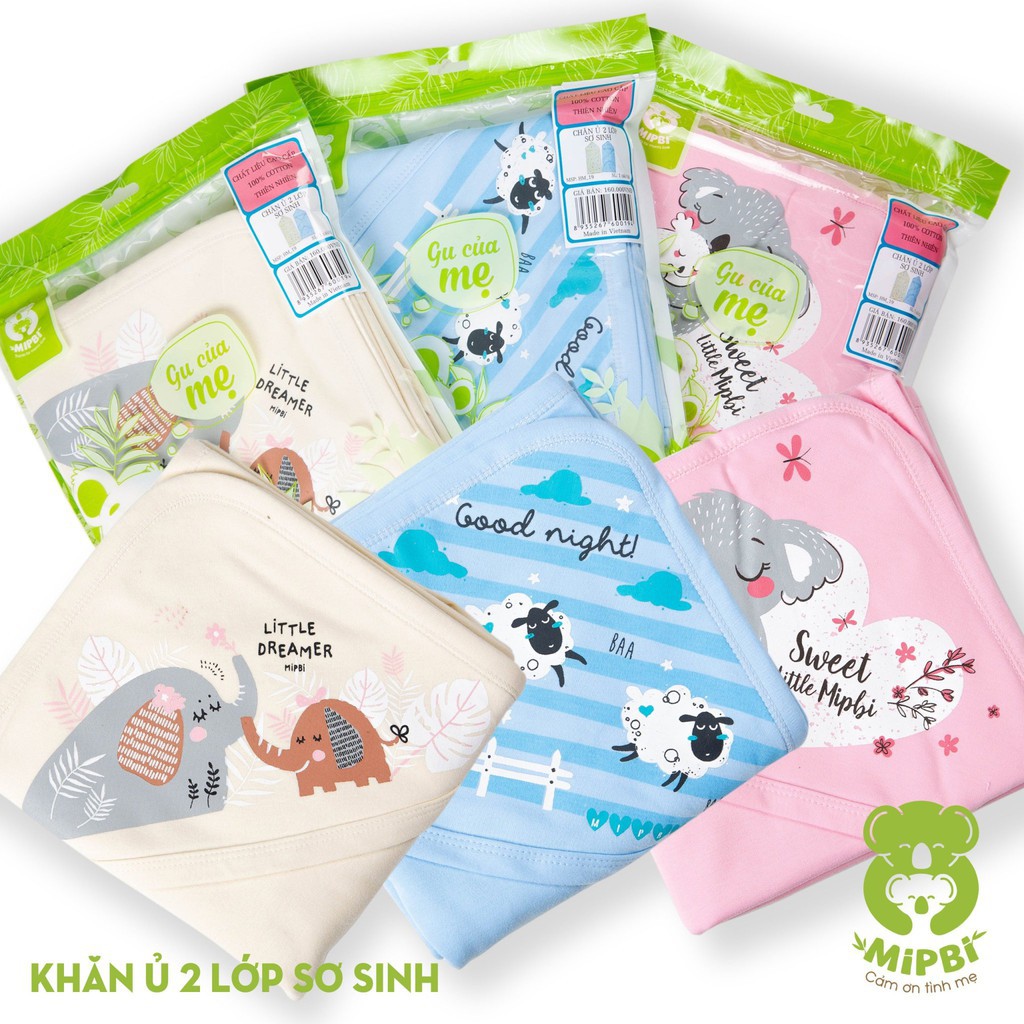 Khăn Ủ Mipbi Cho Bé Sơ Sinh 100% Cotton 2 Lớp