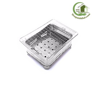 Bếp lò nướng than inox kèm vỉ nướng - bếp nhỏ 25x35cm