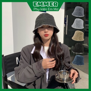 Nón bucket unisex, mũ vành cụp nam nữ vải bò loại đẹp ulzzang Hàn Quốc Emmer