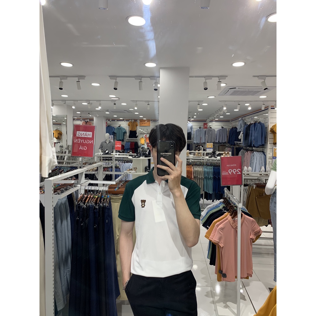 Áo Polo Nam YODY vải cotton cafe in hình gấu có thể phối combo và đôi APM5281