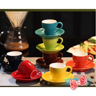 Tách cafe sứ espresso 80ml nhiều màu( kèm đĩa lót )