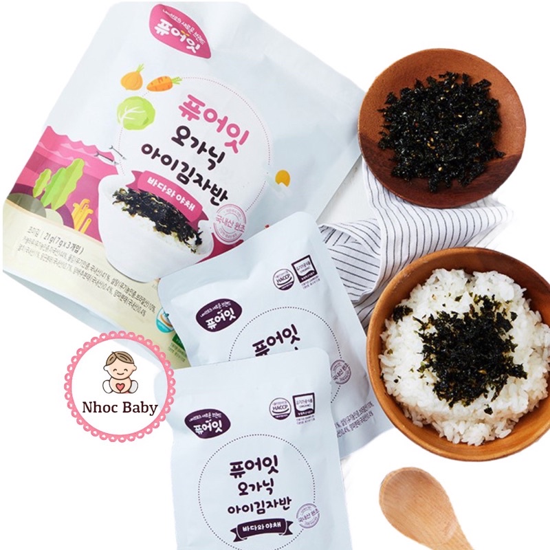 Naebro - Rong biển vụn Pure Eat hữu cơ rắc cơm cháo cho bé 9m+ gói 21g (3 x 7g)