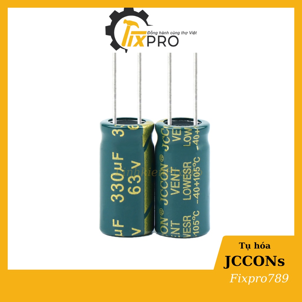 Tụ hóa 63V 330uF chính hãng JCCONs tần số cao màu xanh xịn