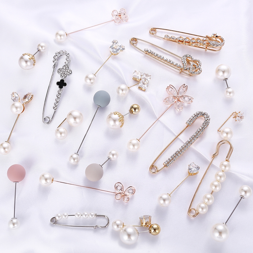 Hishop Ghim cài áo tạo hình hoa đính ngọc trai thời trang