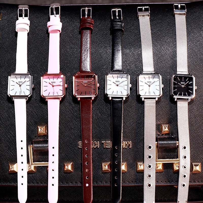 ĐỒNG HỒ NỮ DÂY DA DZG MẶT VUÔNG D207B DỄ THƯƠNG CỰC HOT | BigBuy360 - bigbuy360.vn