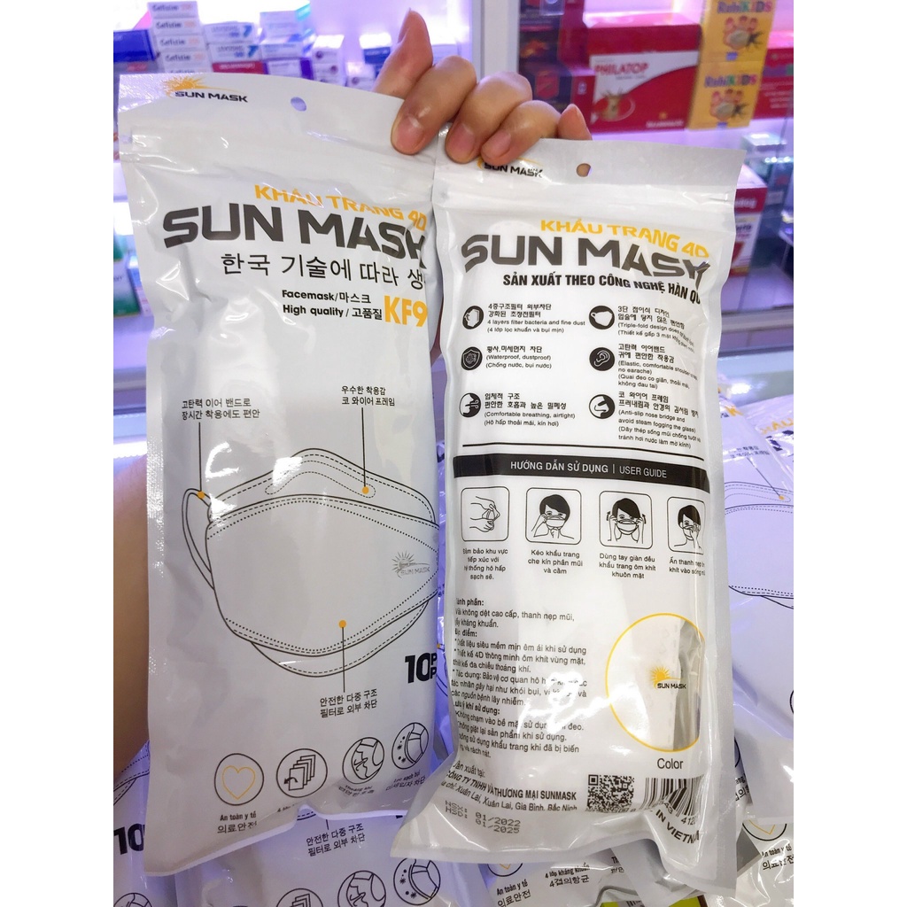 Gói 10 khẩu trang Sunmask KF94 Hàn Quốc