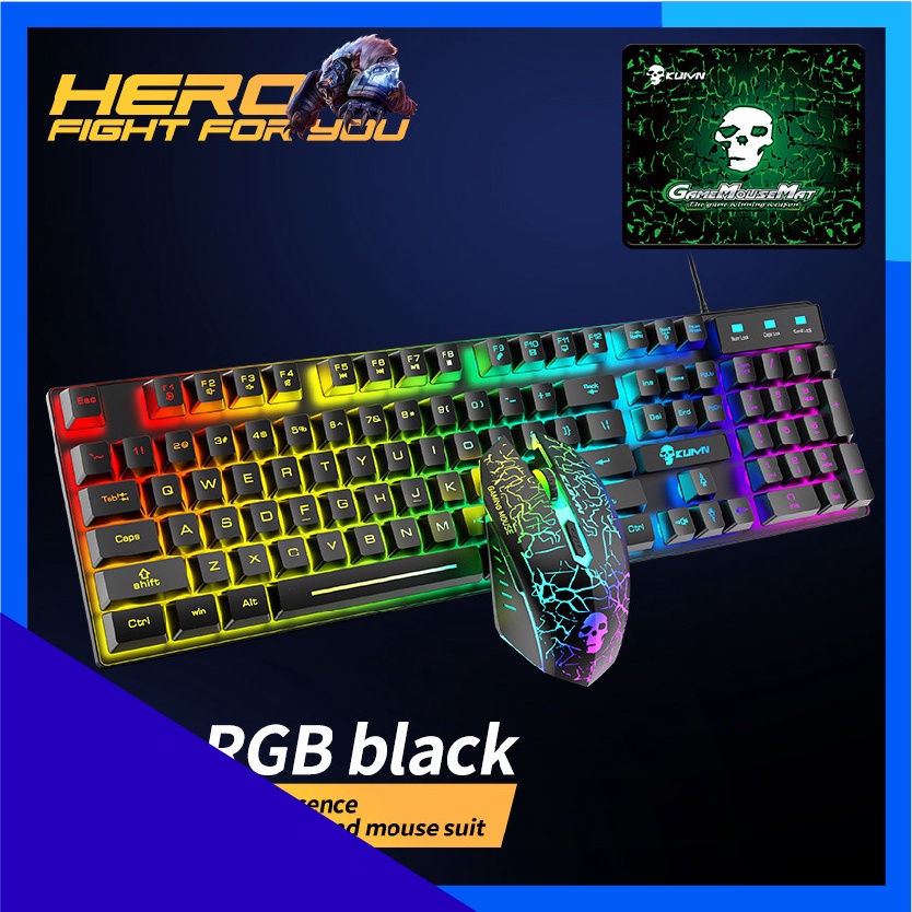 COMBO Bàn phím, chuột, lót chuột máy tính RGB Black T16 gaming