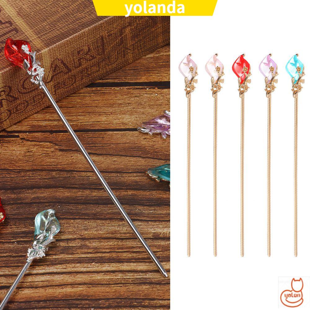 Trâm cài tóc bằng kim loại phong cách Trung Hoa cổ điển nhiều màu sắc xinh xắn cho nữ