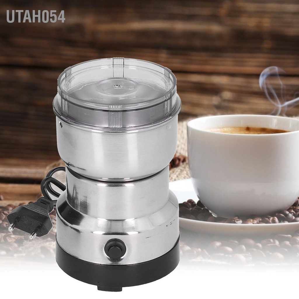[Hàng HOT] 220V Máy xay cà phê hạt tiêu hạt ngũ cốc đa năng mini bằng thép không gỉ EU Plug【Utah054】