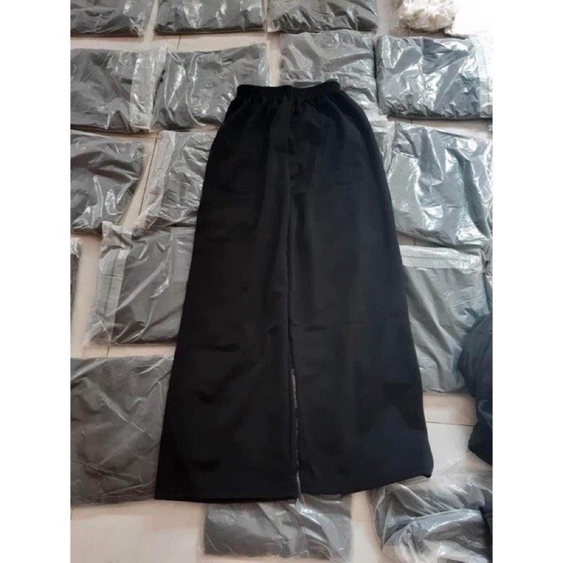 [Mã FAMARAL1 giảm 10K đơn 50K] quần ống rộng màu đen lưng thun T25