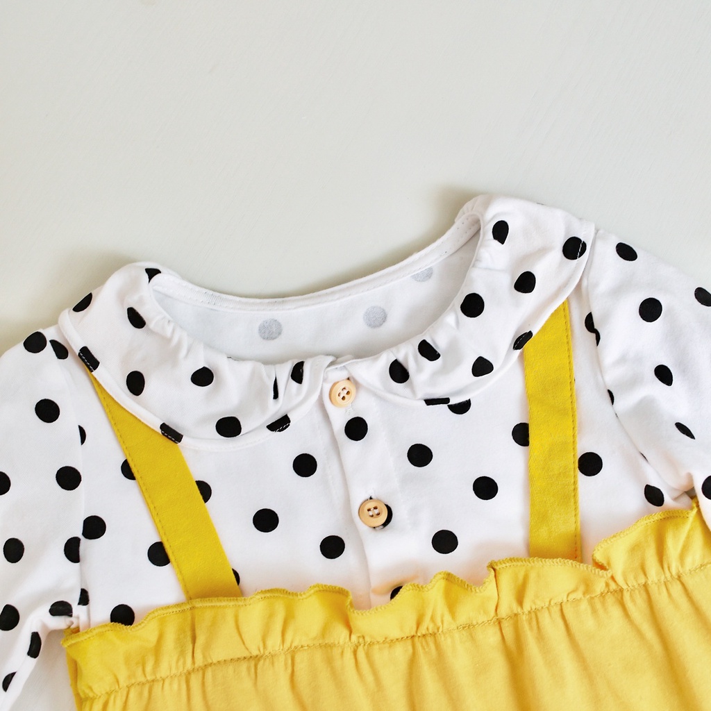 Sanlutoz Bộ Áo Liền Quần Vải Cotton Tay Dài In Chấm Bi Dễ Thương Cho Bé Gái Sơ Sinh