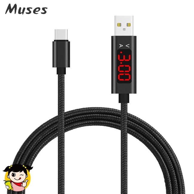 Muse07 Dây cáp sạc đầu USB Type-C có đèn LED hiển thị điện năng cho Samsung iPhone