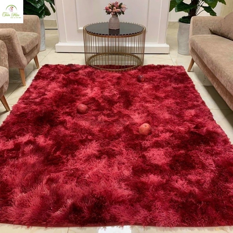 Thảm lông trải nệm ngủ - Thảm lông trải sofa màu đỏ loang