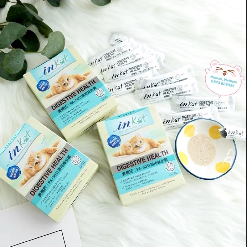 Men vi sinh cho mèo Inkat với Probiotic và Glutamine Men tiêu hóa ngừa bệnh cho mèo IN08